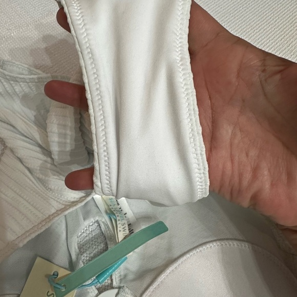 Revolve SEA LEVEL Spinnaker Keyhole Halter One Piece Ribbed White Built in Bra 4 - Picture 9 of 12